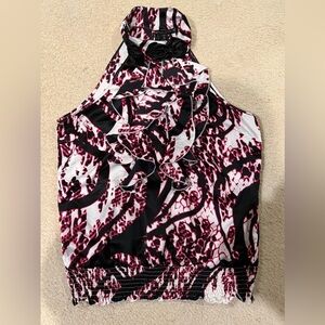 Grass Collections high neck halter top with ruffle/rose. Size XL